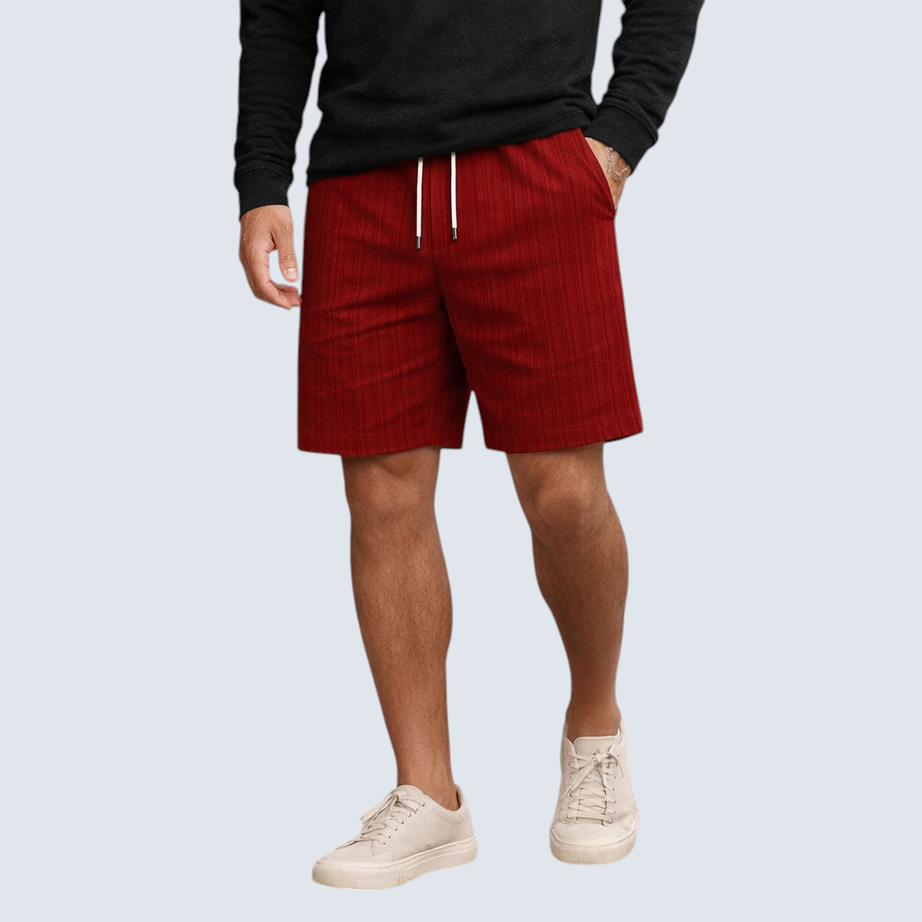 Heren shorts : Heren Linnen Shorts Ademend - Relaxte Zomerstijl in Rood van Pantinoshop