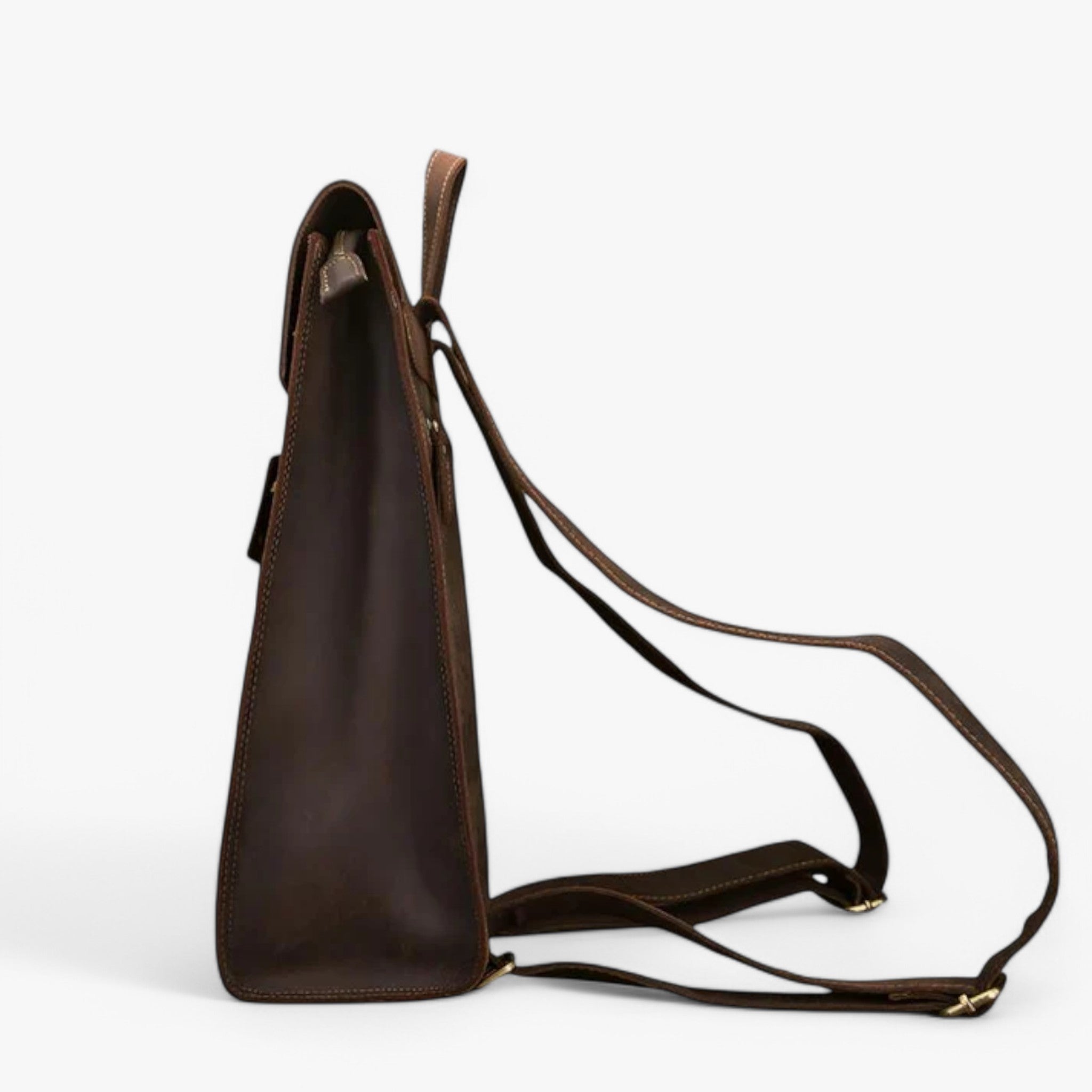 bags : Rugzak Donker Bruin - Luxe Leren in van Pantino