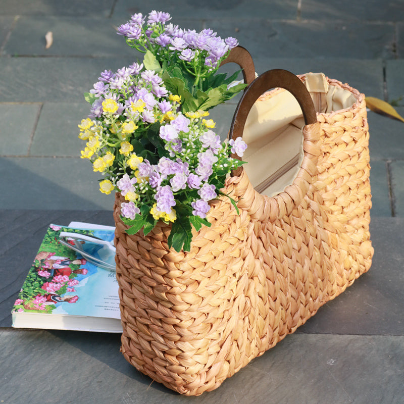 bags : Strand Rotan Rechthoekige Tas - Khaki in van Pantino