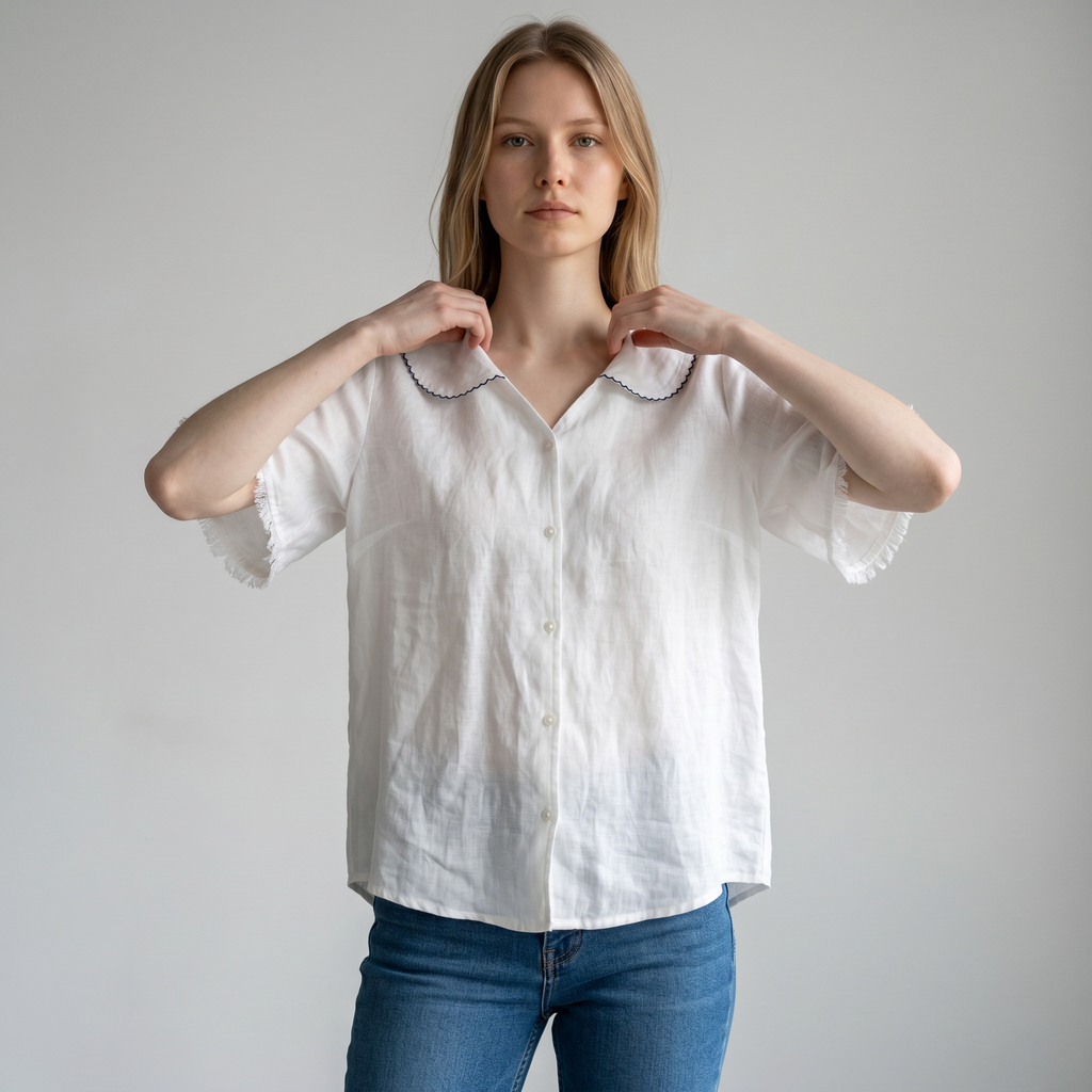 : Linnen Blouse Dames - Luchtig, Relaxte Pasvorm met Geschulpte Kraag in van Pantinoshop