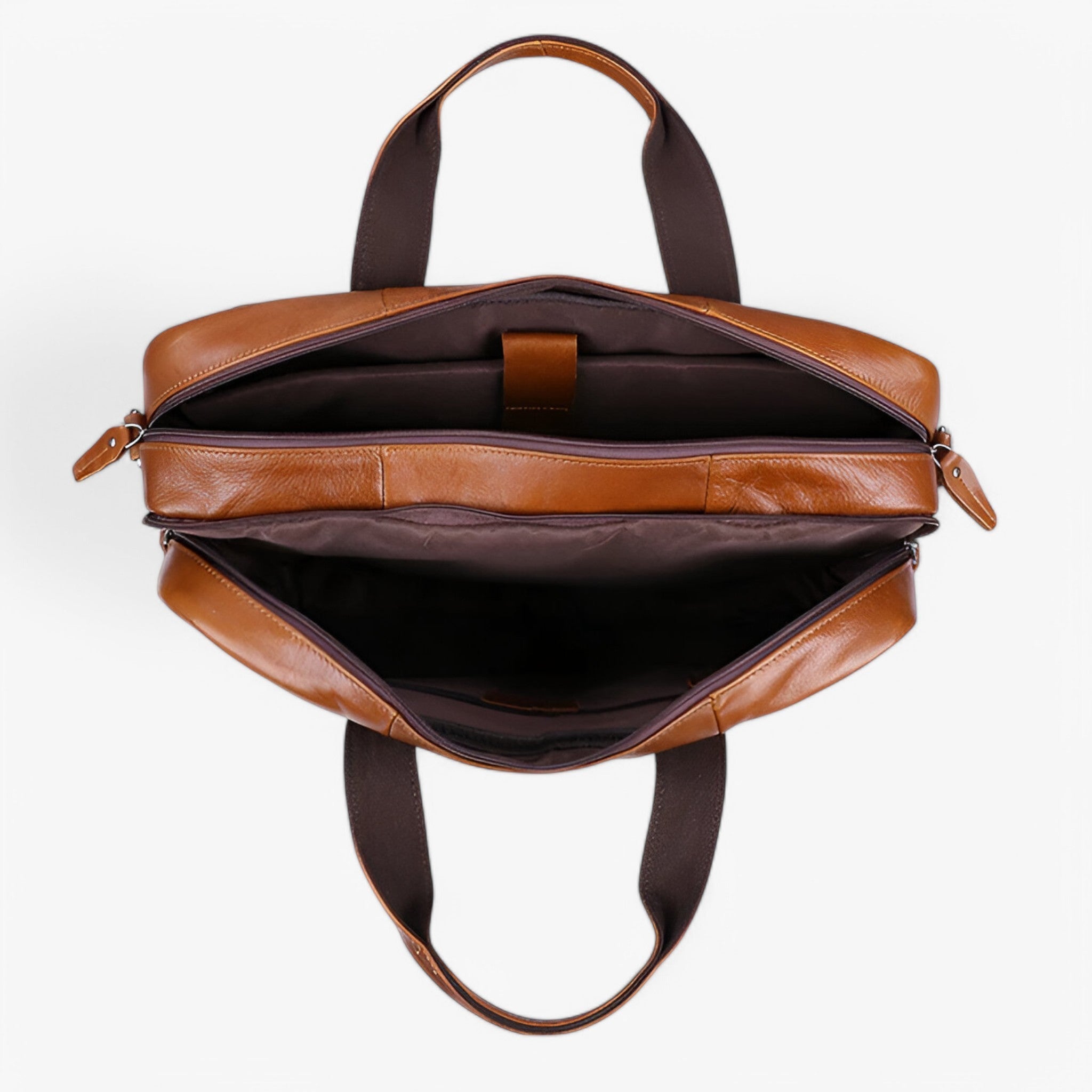 bags : Leren Laptoptas met Schouderband Leder - Bruin in van Pantino