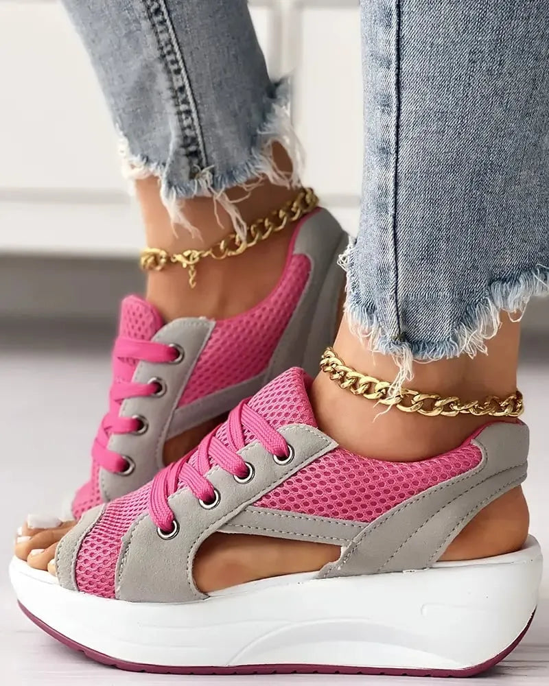 Sneakers : Sneakers Dames Groen - Comfortabele - Perfecte Schoenen voor Stijlvolle en Comfortabele Dagen in Roze van Pantinoshop