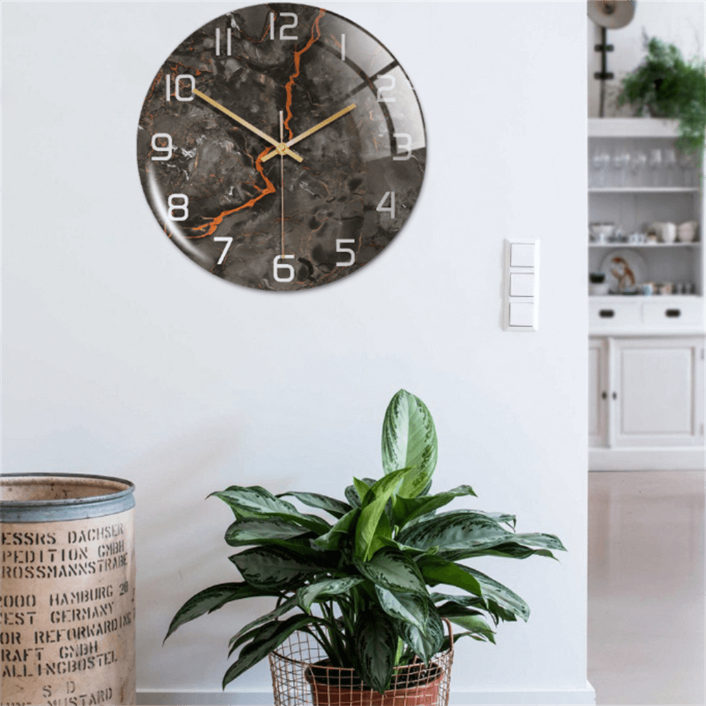 Wandklok Stil Ø30cm, Wit Marmer Effect Moderne Luxe voor Woonkamer/Kantoor