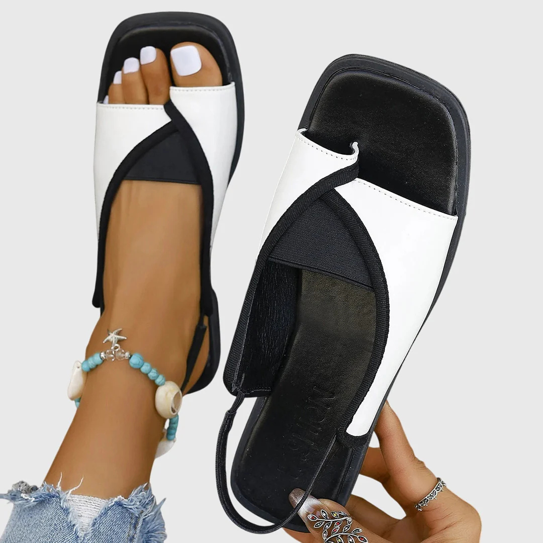 Schoenen : Orthopedische damessandalen: vierkante neus, platte zool, comfort in Wit van Pantinoshop