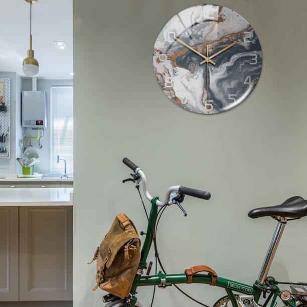 Wandklok Stil Ø30cm, Wit Marmer Effect Moderne Luxe voor Woonkamer/Kantoor
