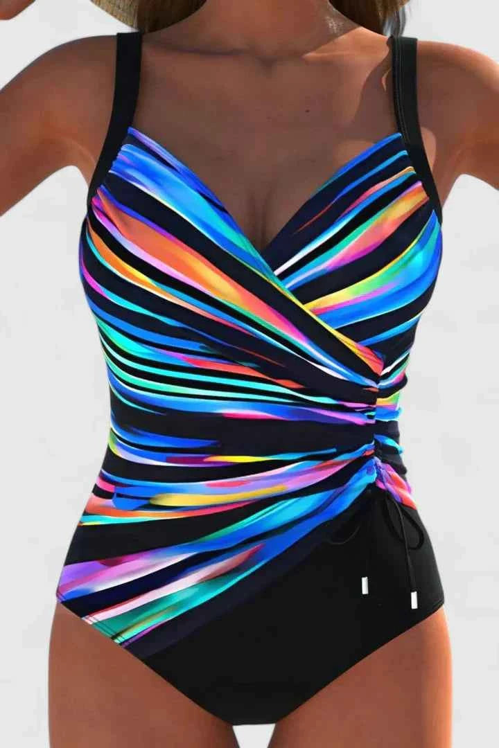 Badkleding : Badpak dames - Elegant hoge taille model | Comfortabel & Stijlvol in Zwart gestreept van Pantinoshop