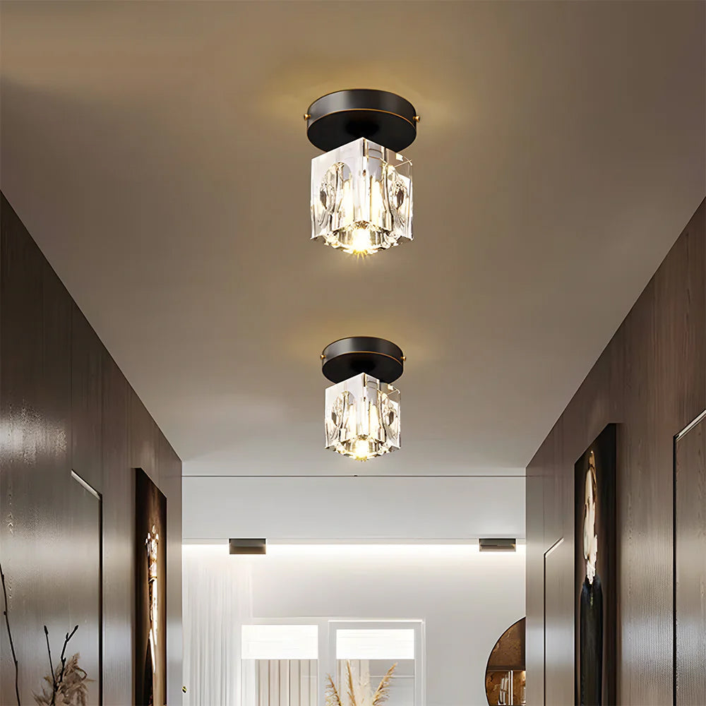 Geometrische Kristallen Plafondlamp - Moderne Zwarte of Gouden Afwerking