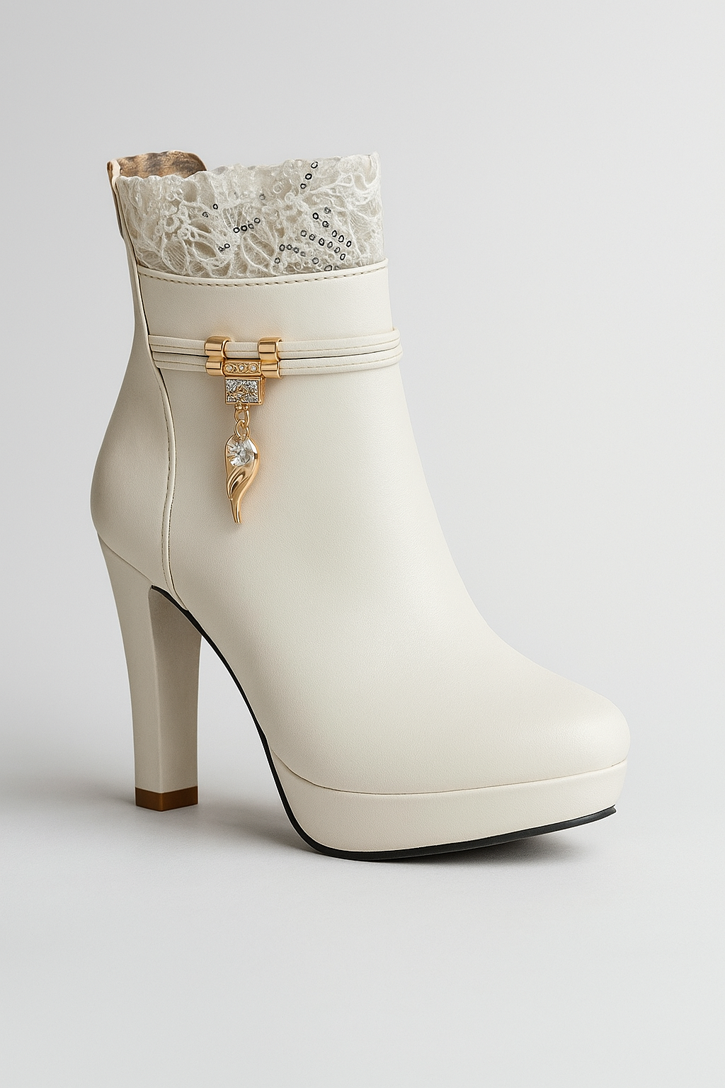 Enkellaarsjes met Hoge Hak en Details met Veters en Bedel Dames