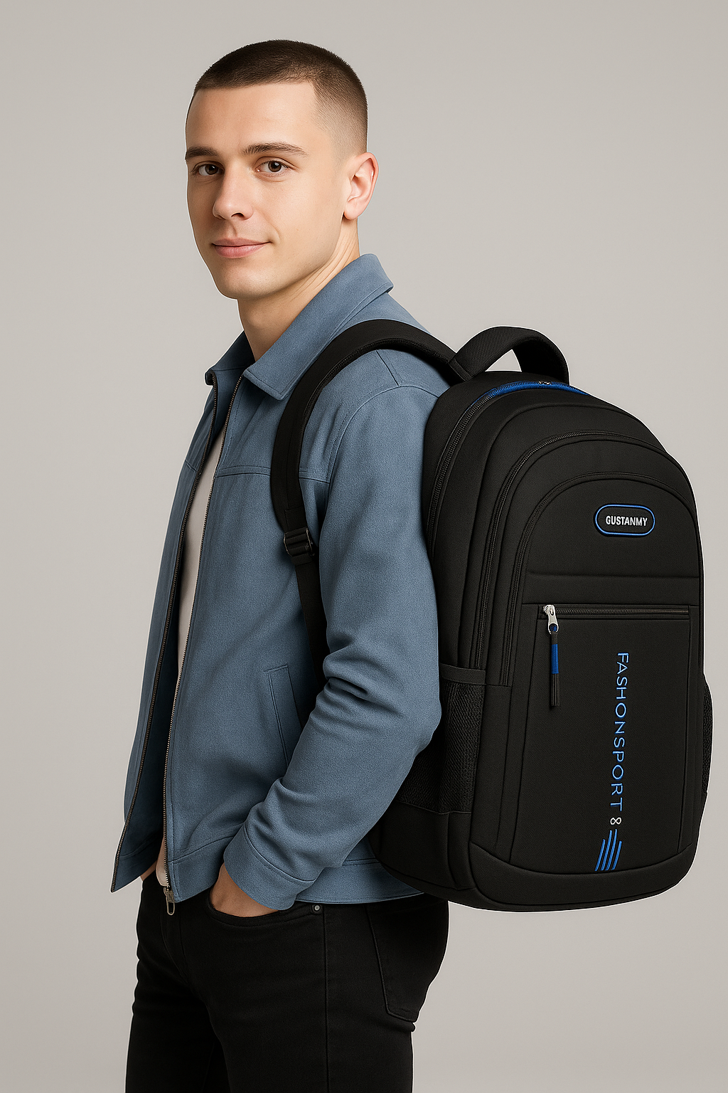 Rugzak Heren Antidiefstal Waterdicht Oxford met USB, 15.6" voor PC, Werk en Reizen