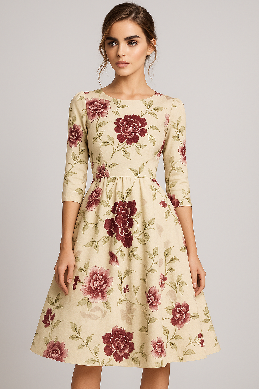 Dresses : Midi-jurk met bloemenprint en 3/4-mouwen Dames in van Pantino