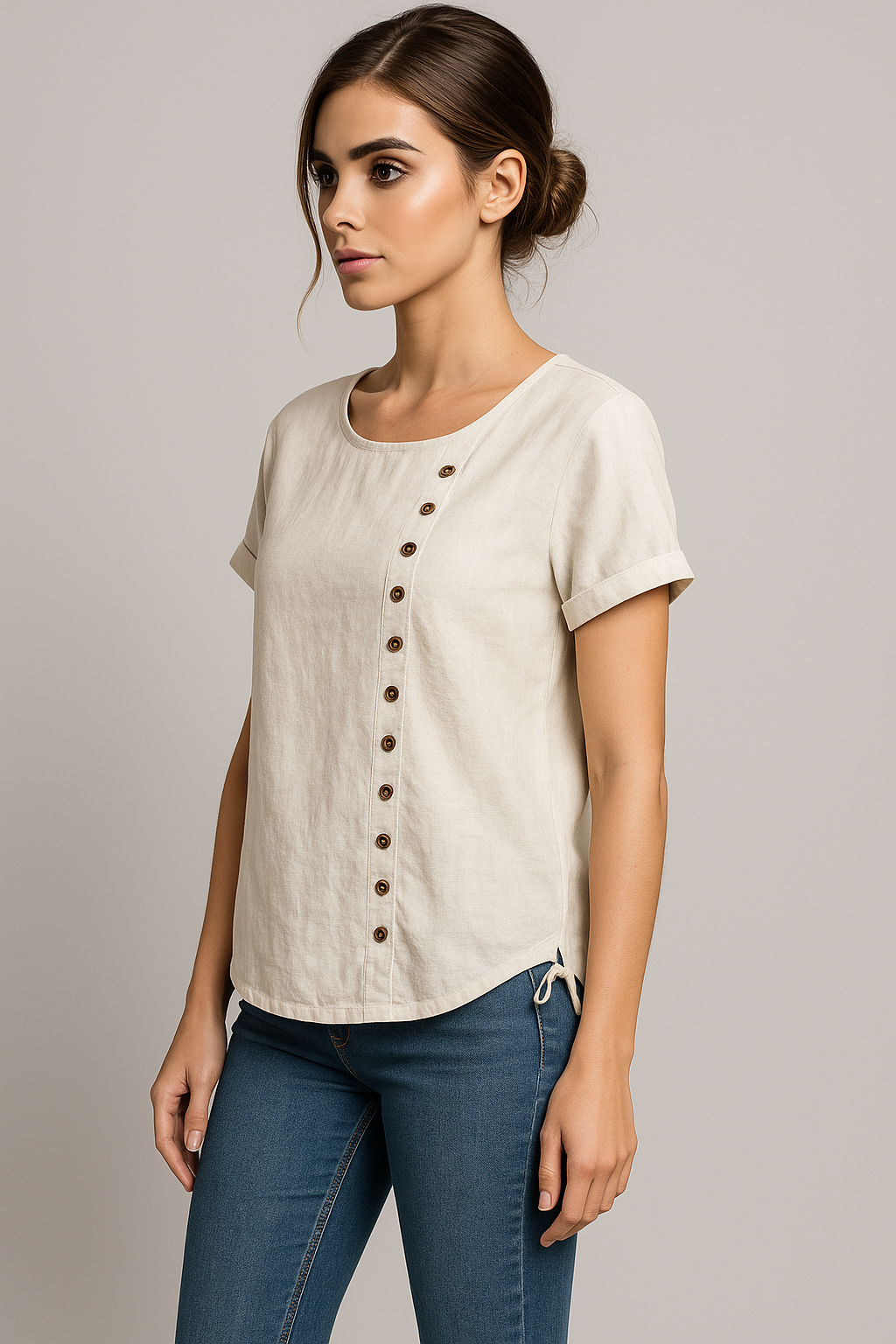 Women's Top Clothes : Heren Linnen Casual Zomeroverhemd met Knopen, Lange Mouwen, Ademend in van Pantinoshop