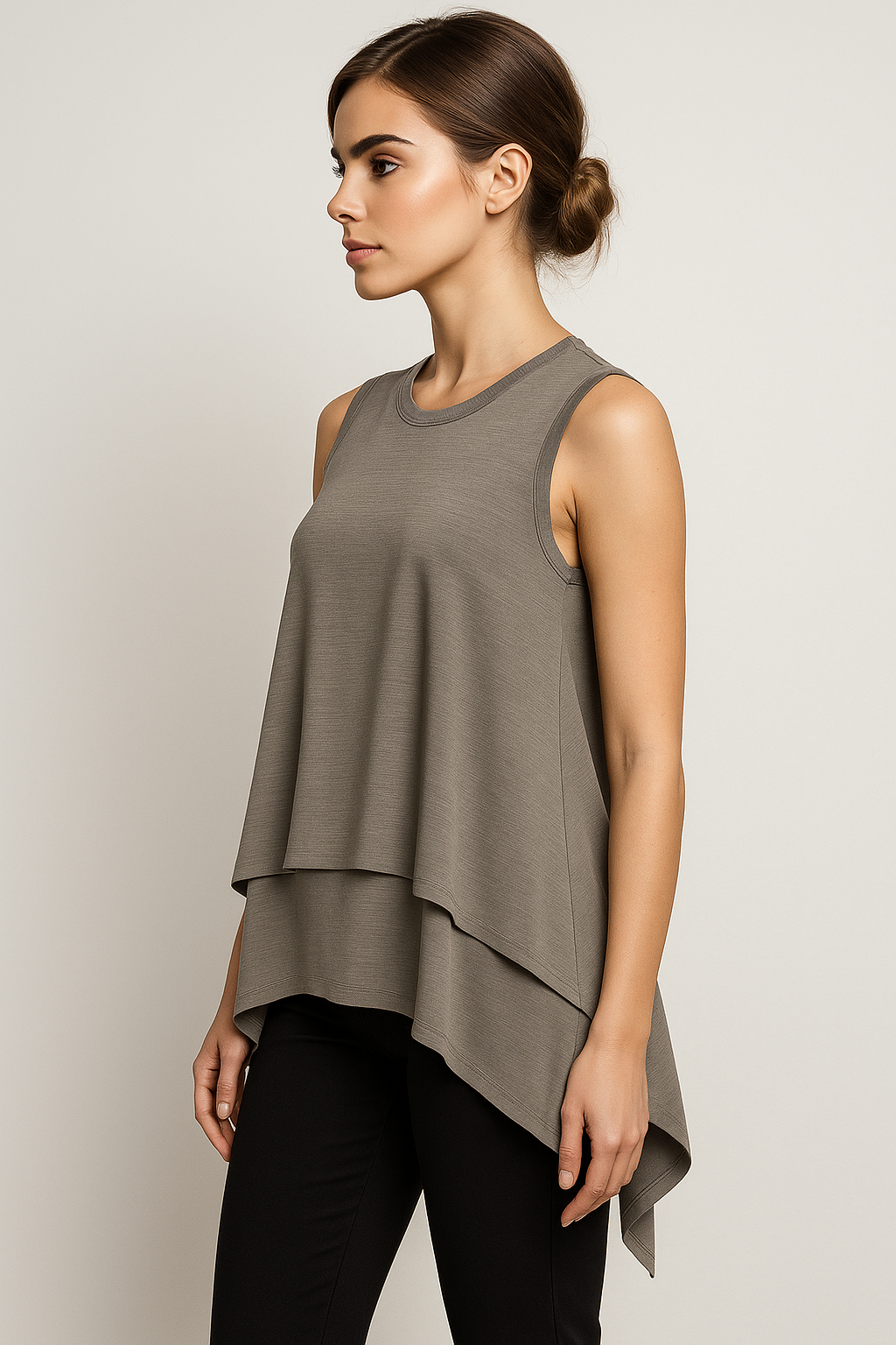 Top Dames Asymmetrisch Vloeiend Zwart Elegant Mouwloos S-XL
