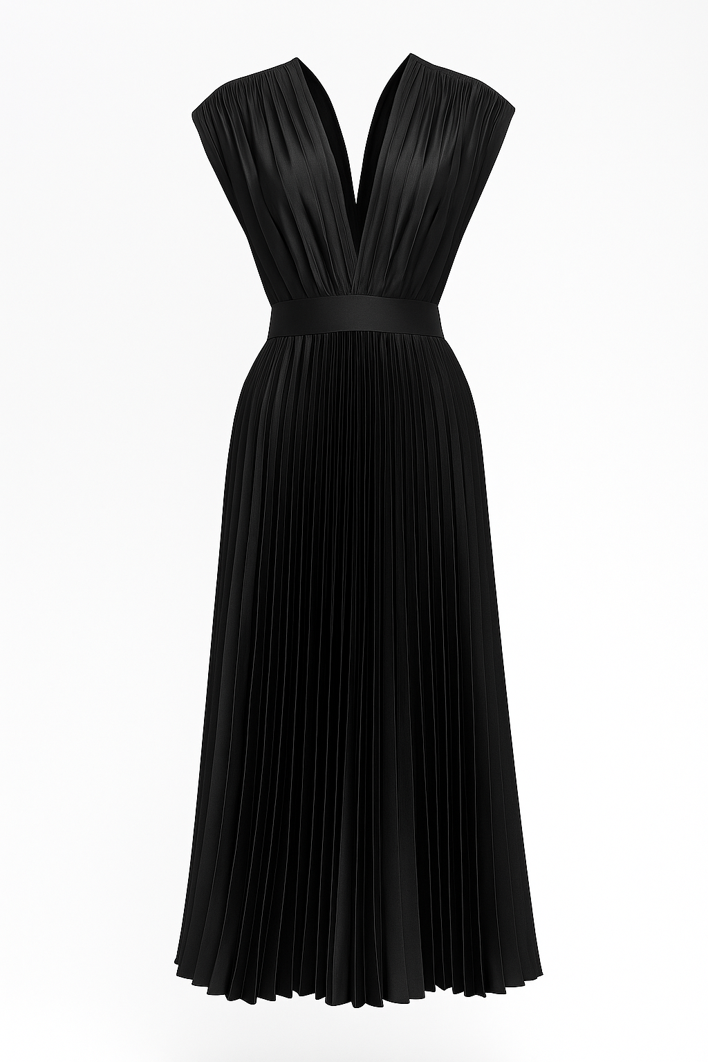 Midi Jurk Dames Elegant Geplooid met V-hals - Perfect voor Elke Gelegenheid
