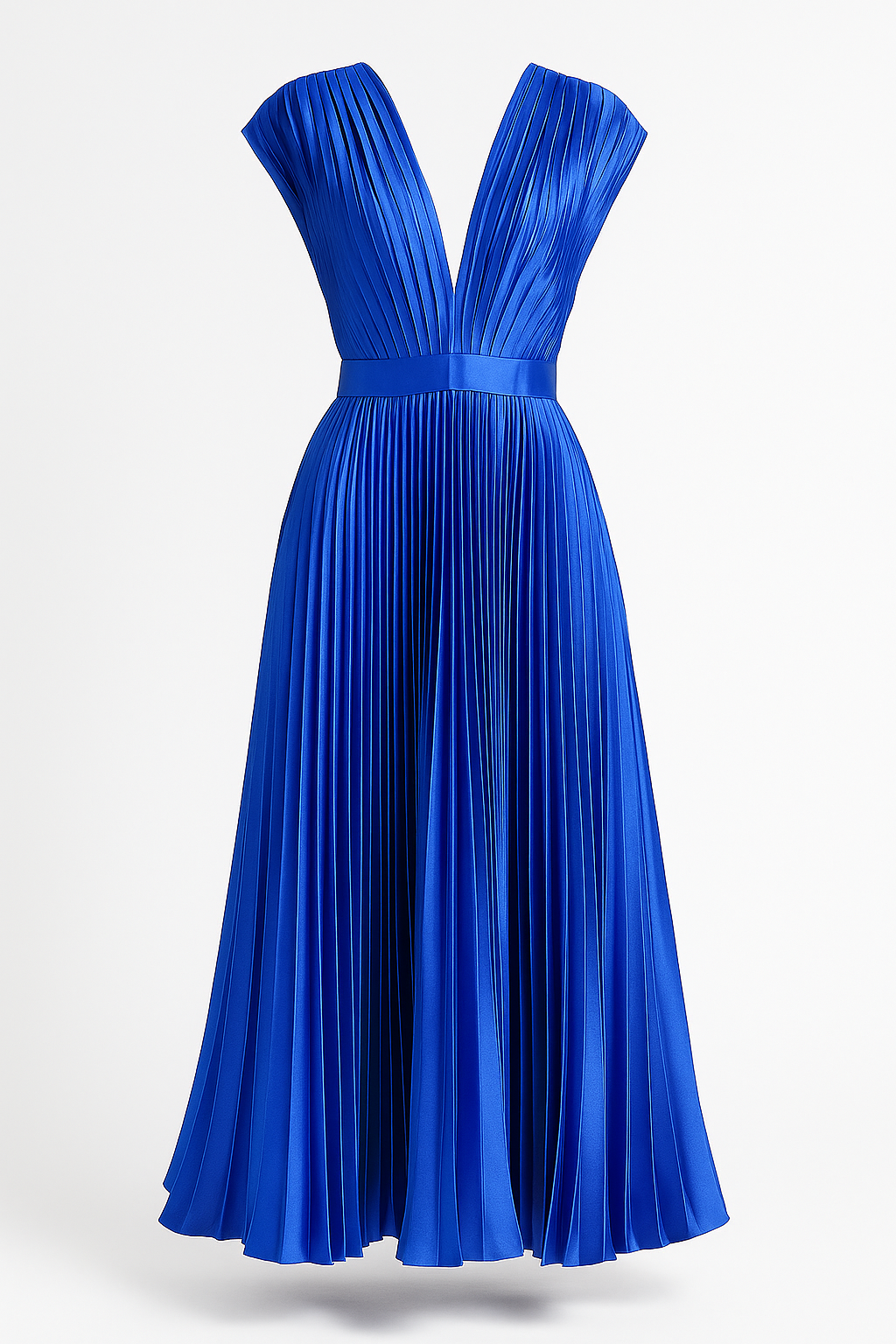 Midi Jurk Dames Elegant Geplooid met V-hals - Perfect voor Elke Gelegenheid