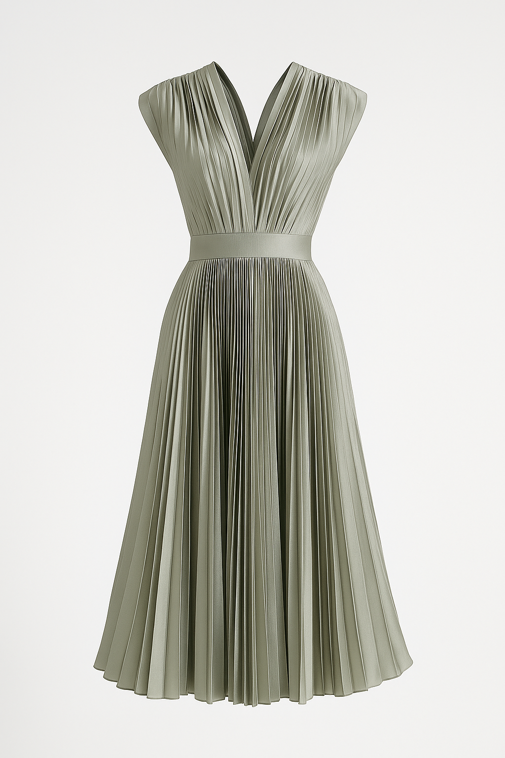 Midi Jurk Dames Elegant Geplooid met V-hals - Perfect voor Elke Gelegenheid