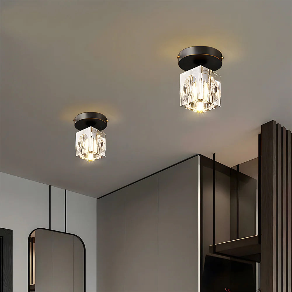 Geometrische Kristallen Plafondlamp - Moderne Zwarte of Gouden Afwerking