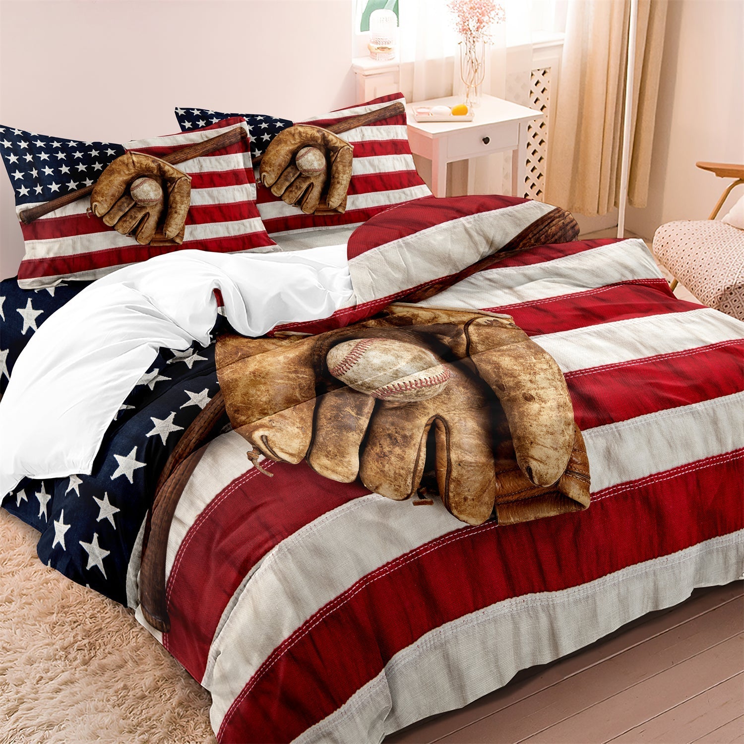 home & garden : CoolCovers - Dekbedovertrek Set Baseball Honkbal Usa - Kind in van Pantino