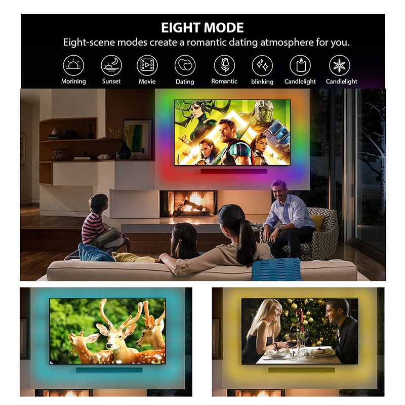 Smart WiFi LED Strip Verlichting – 8 Modi met Muzieksynchronisatie