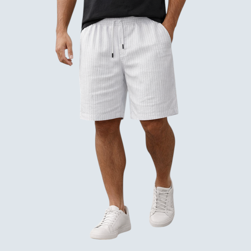 Heren shorts : Heren Linnen Shorts Ademend - Relaxte Zomerstijl in Wit van Pantinoshop