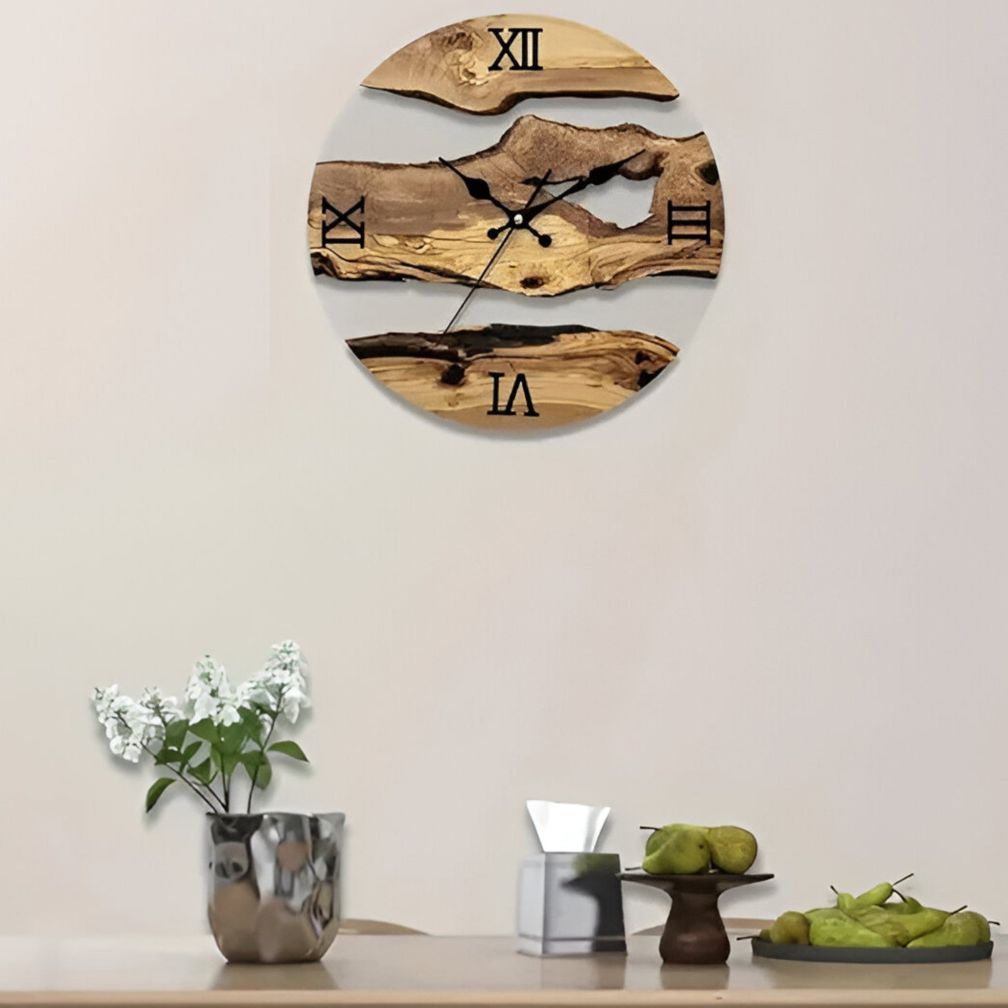 watches : Minimalistisch Wandklok met Houten Accenten in van Pantino