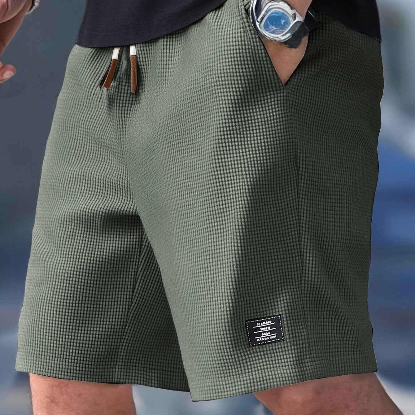 Heren shorts : Heren shorts slim fit met verstelbare tailleband - Casual zomer in Groen van Pantinoshop