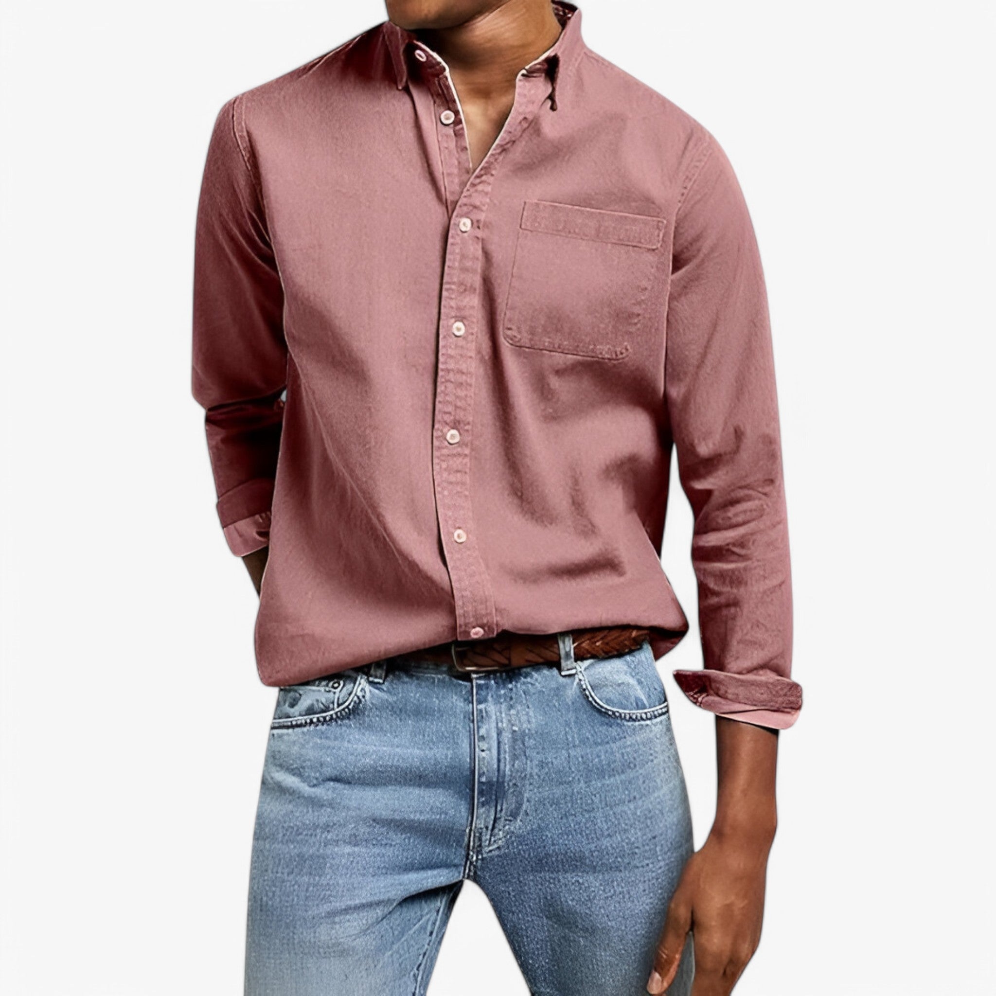 Duurzaam Katoenen Heren Cargo Shirt met Meerdere Zakken, Lange Mouwen
