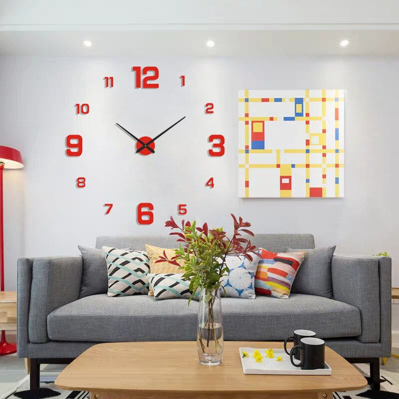 home & garden : Wandklok Zwart Metaal Ø50cm - Grote, Stijlvolle Klok Woonkamer & Kantoor in Aantal - Rood van Pantino