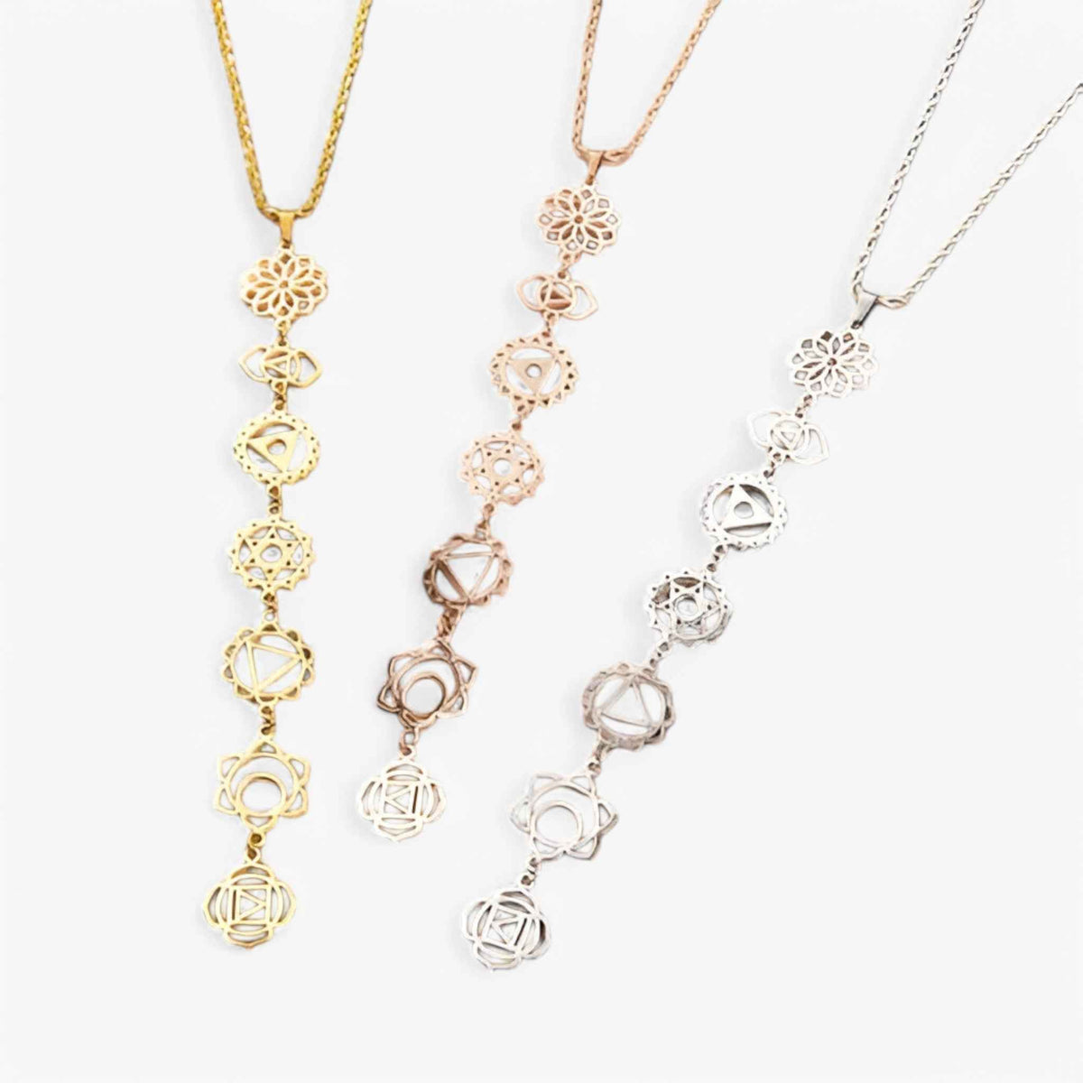 Damesketting 7 Chakra van Wol, Energetisch Sieraad voor Spiritueel Evenwicht