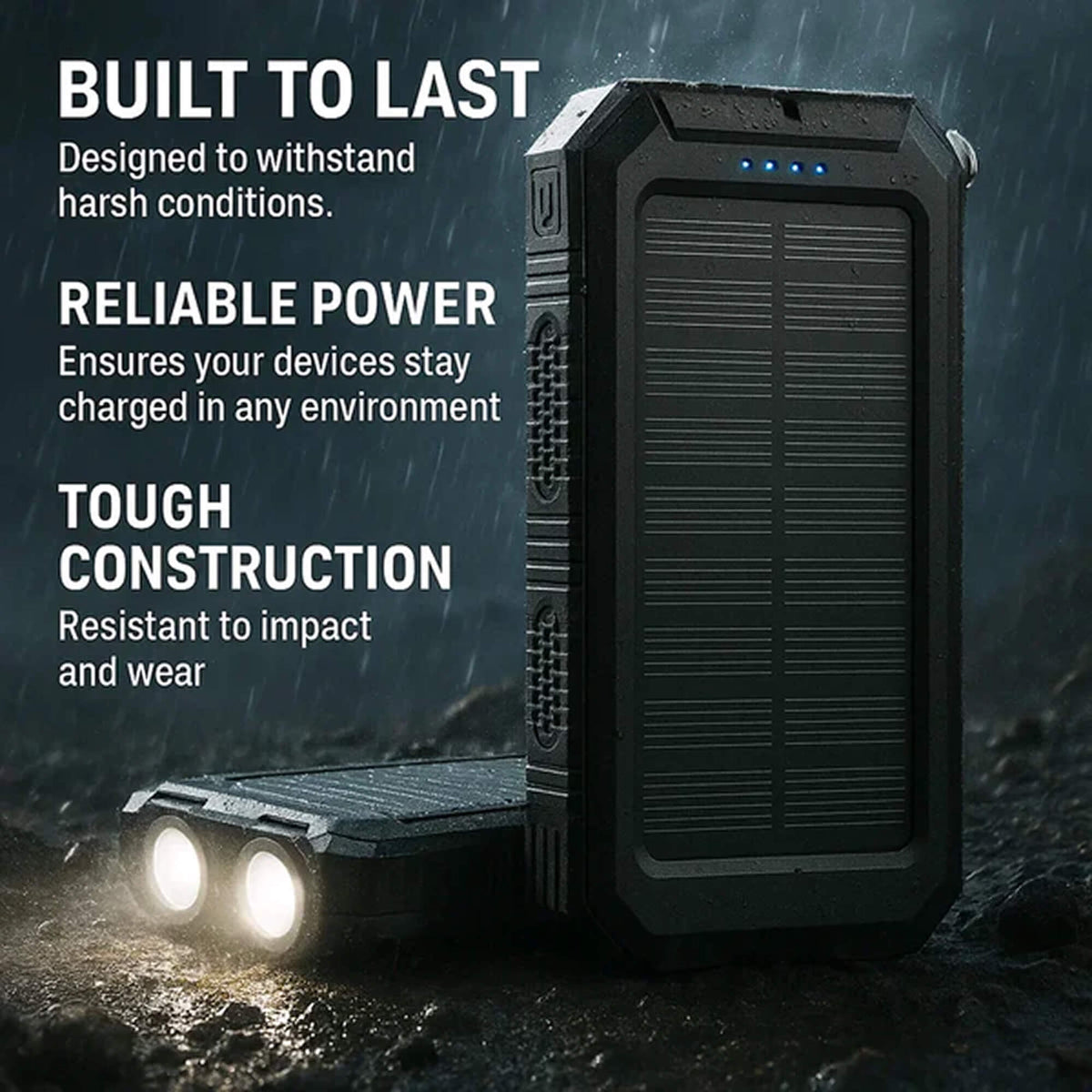 camping gear : Draagbare Zonne-Oplader 500000mAh Waterdicht, Dual USB & Zaklamp in van Sansoti