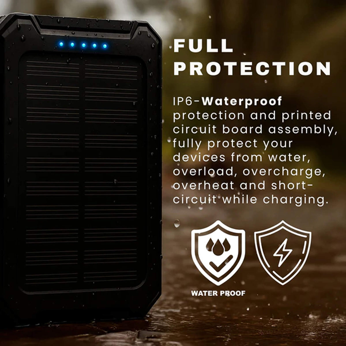 camping gear : Draagbare Zonne-Oplader 500000mAh Waterdicht, Dual USB & Zaklamp in van Sansoti