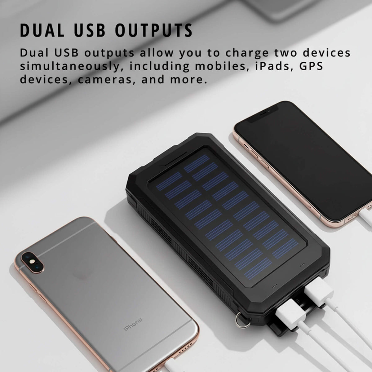 camping gear : Draagbare Zonne-Oplader 500000mAh Waterdicht, Dual USB & Zaklamp in van Sansoti