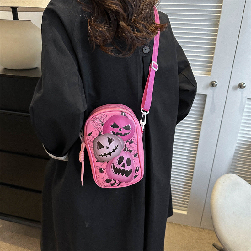 Gifts – Seasonal – Halloween : Halloween Schoudertas Dames - Compacte Pompoen PU Tas in van Loranza