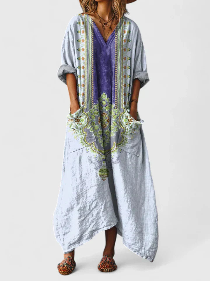 Embroidered Relaxed-Fit Midi Dress : Elodie geborduurde relaxed-fit midi-jurk in van Pantinoshop