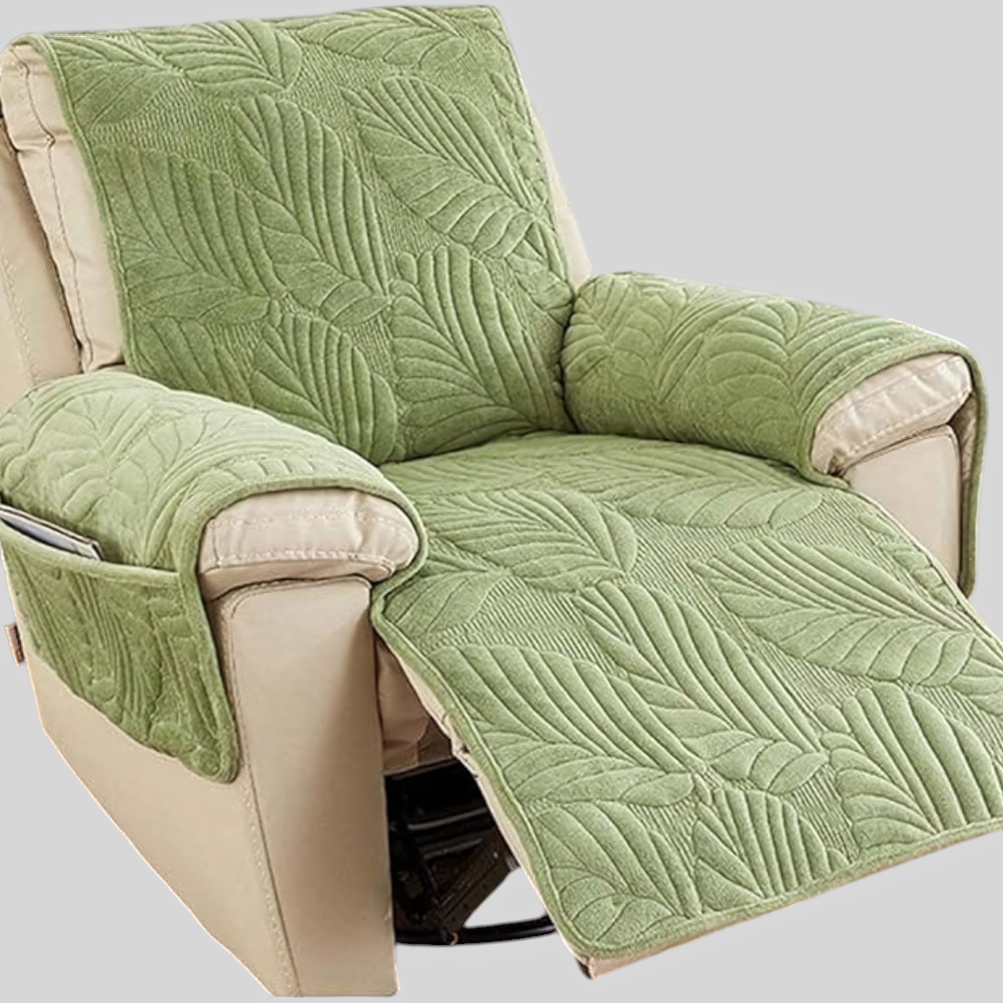 Recliner Sofa Covers : Relaxfauteuilhoes Bladpatroon Antislip - 6 Kleuren Universele Bescherming in Groen 24"x88.5" van Casa & Beyond