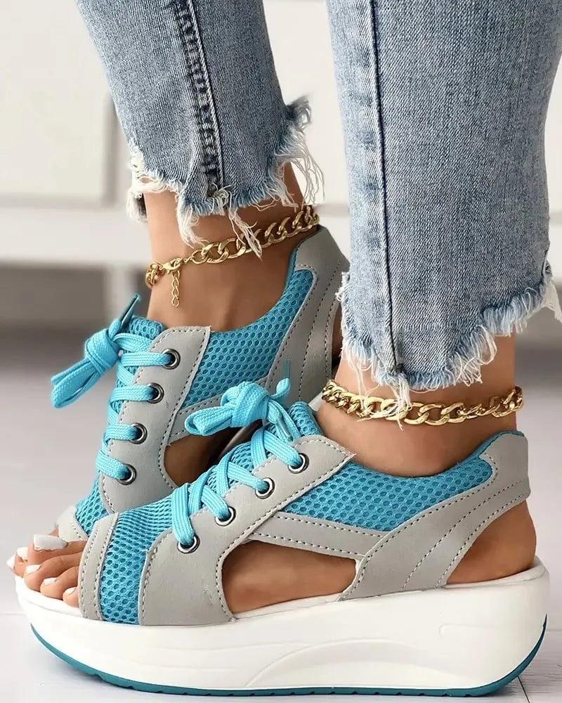 Sneakers : Sneakers Dames Groen - Comfortabele - Perfecte Schoenen voor Stijlvolle en Comfortabele Dagen in Blauw van Pantinoshop