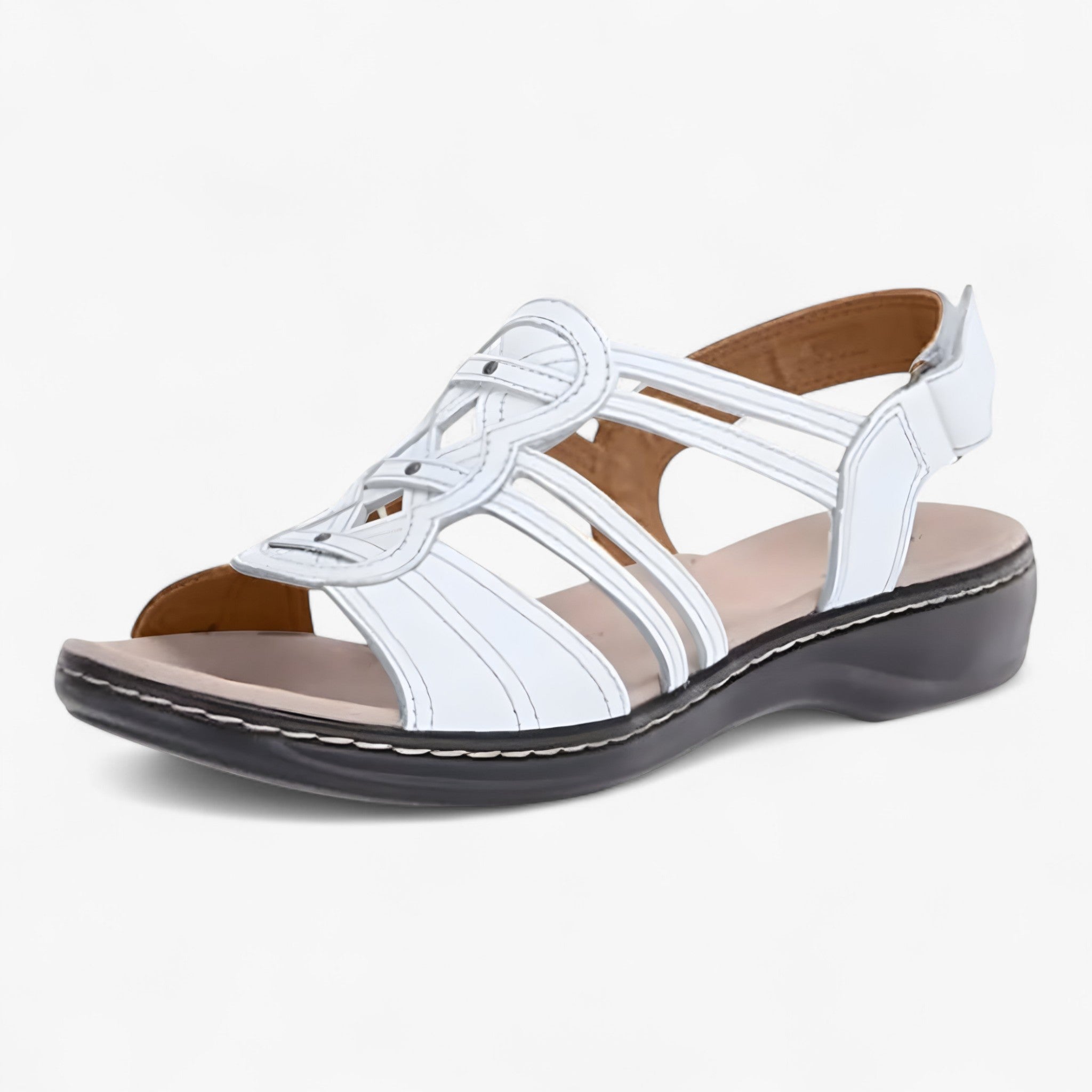 Sandals : Dames Sandalen Comfortabele en Elegante van Zwart Leer met Lage Sleehak in Bianco van Pantinoshop