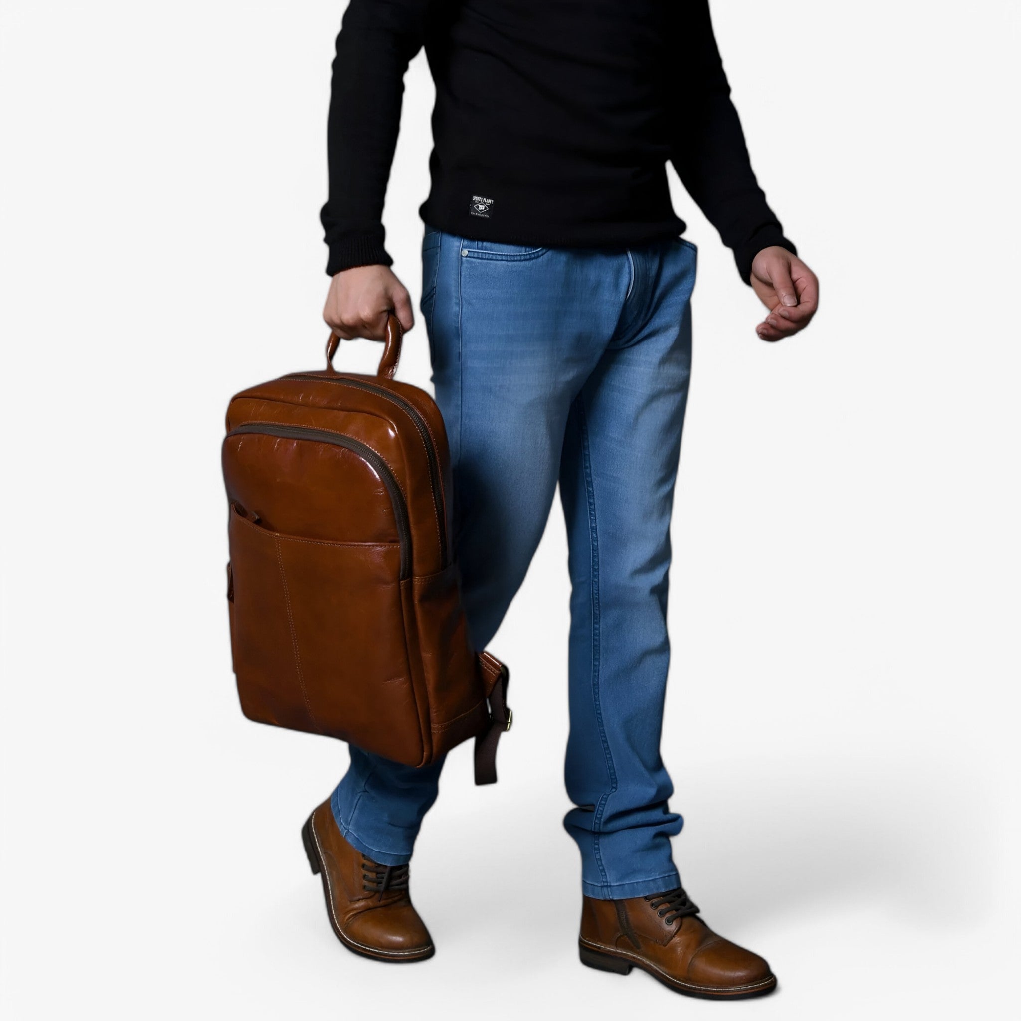 bags : Rugzak Bruin - Luxe Italiaanse Leren in van Pantino