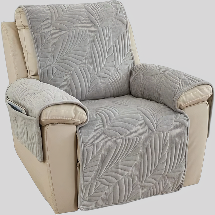 Recliner Sofa Covers : Relaxfauteuilhoes Bladpatroon Antislip - 6 Kleuren Universele Bescherming in Lichtgrijs 24"x88.5" van Casa & Beyond