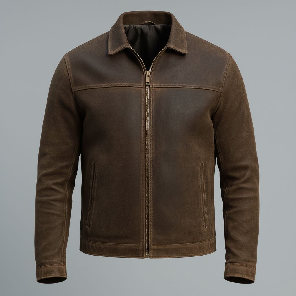 Leren jas : Heren Bikerjack Bruin Kunstleer - Zacht, Stoer & Comfortabel Casual Design in van Pantino