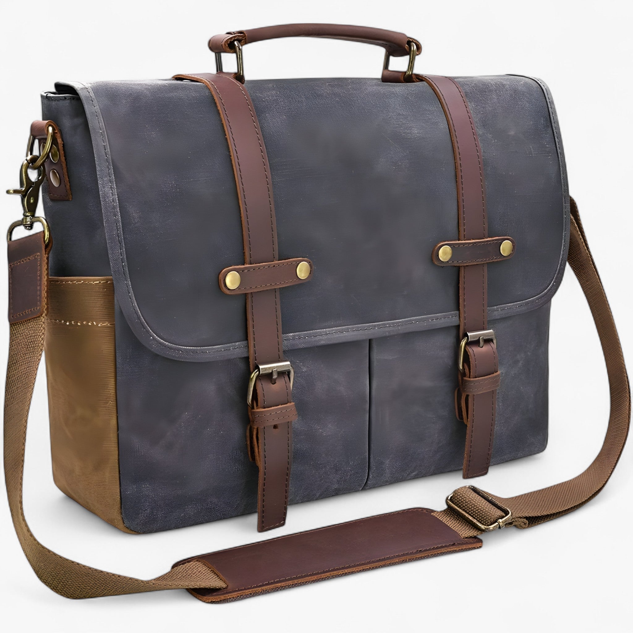 Bags : Heren schoudertassen, aktetas, laptoptas, waterdicht, canvas, groot, werktas, schoudertas, heren, vintage, 15,6 in van Pantinoshop