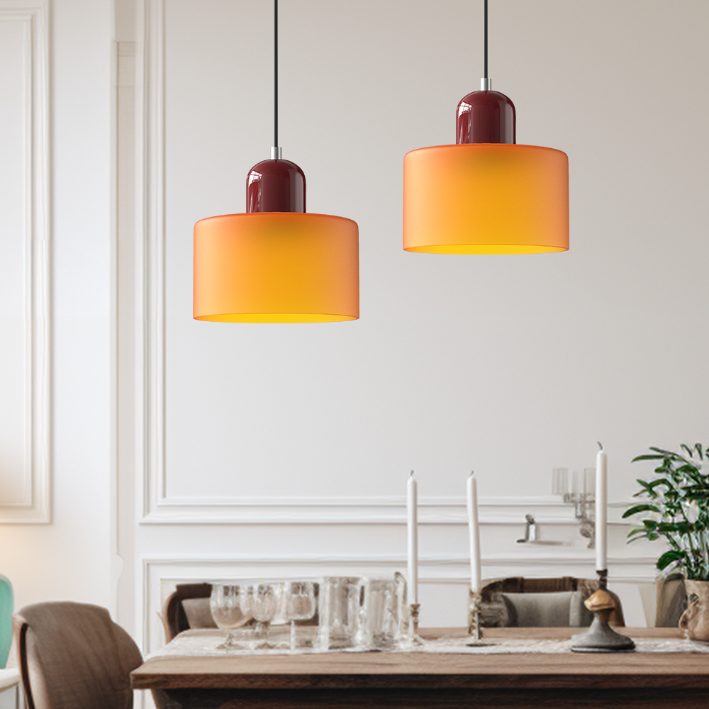 Gekleurde Glazen Bauhaus Hanglamp – Retro Blikvanger