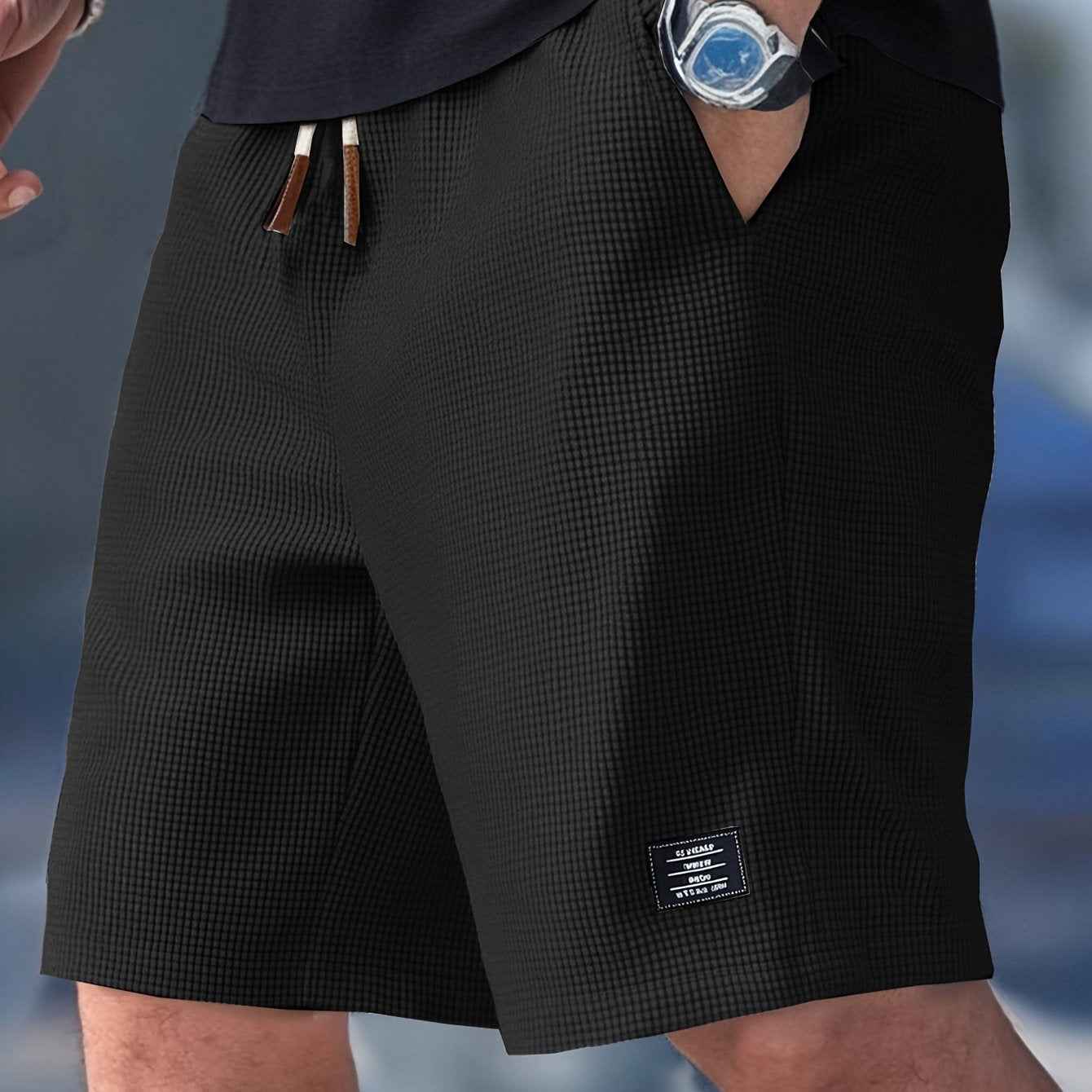 Heren shorts : Heren shorts slim fit met verstelbare tailleband - Casual zomer in Zwart van Pantinoshop