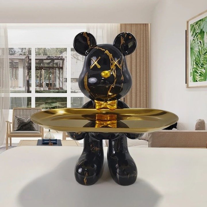 home & garden : Berenstandbeeld met Dienblad - Grappig Woonkamer Decoratie - Hars in Spike (Bijna uitverkocht!) van Pantino