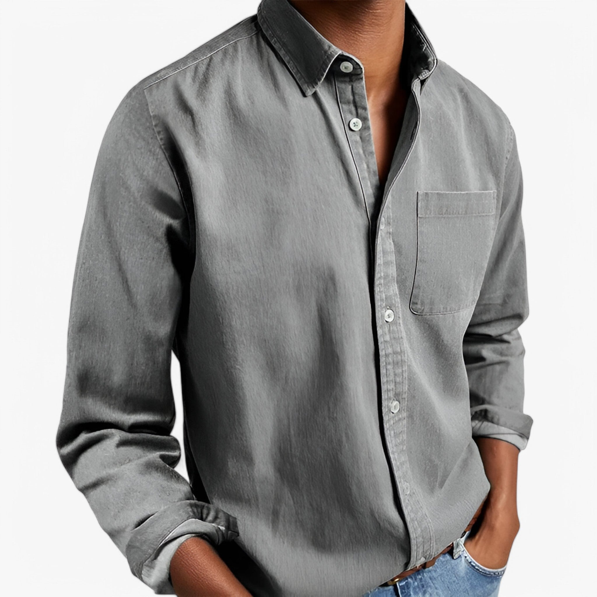 Duurzaam Katoenen Heren Cargo Shirt met Meerdere Zakken, Lange Mouwen