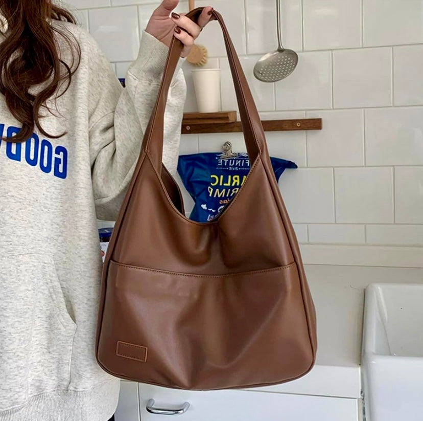 bags : Stijlvolle Schoudertas Dames Leer - Bruin in van Pantino