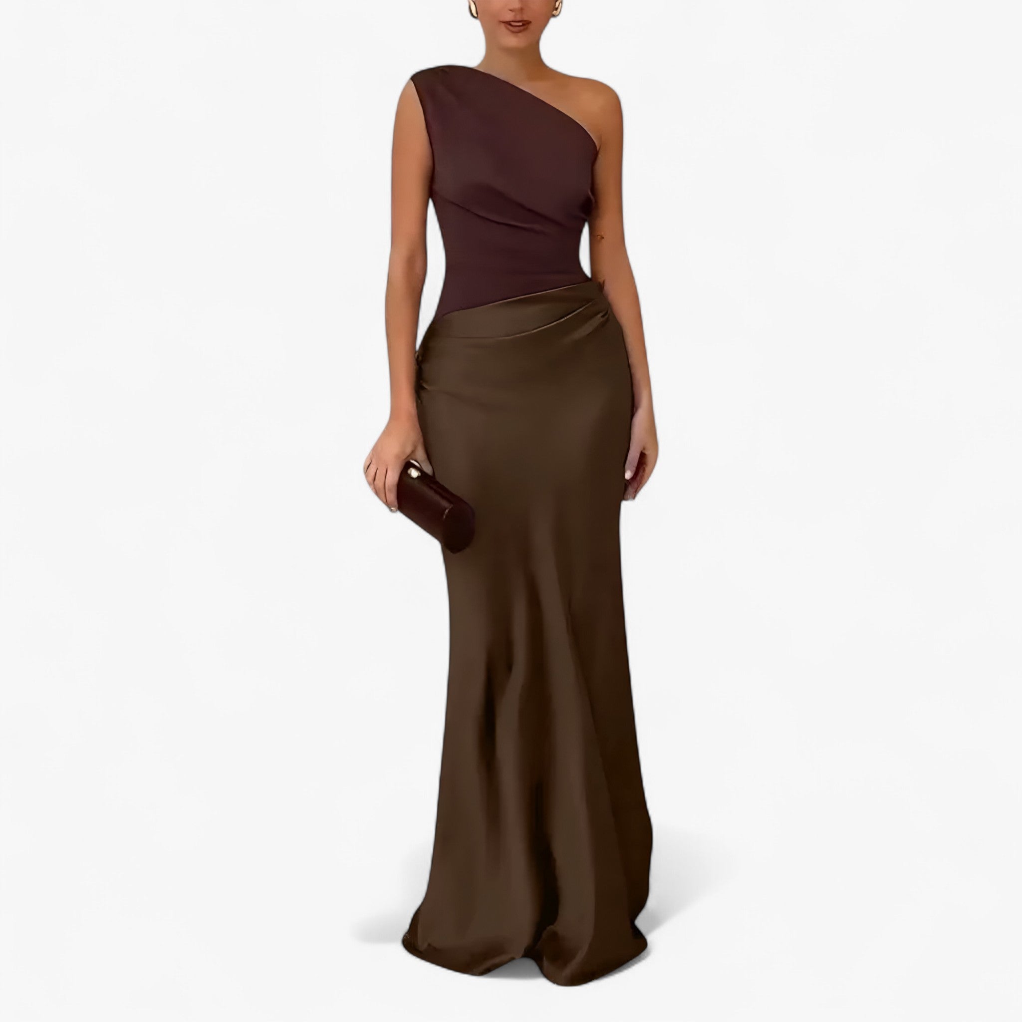 Dames Elegante Asymmetrische Maxi Jurk met Zijsplit