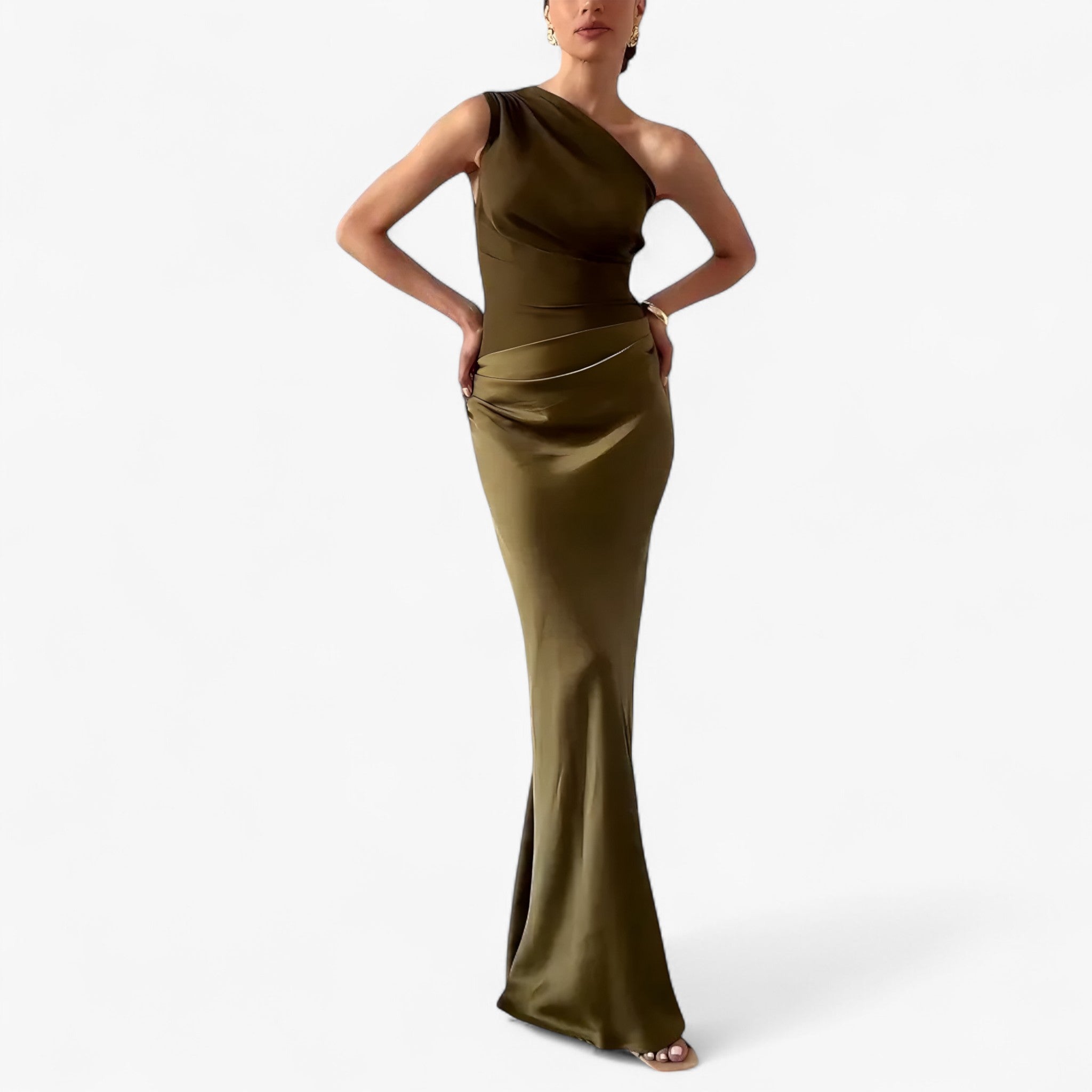 Dames Elegante Asymmetrische Maxi Jurk met Zijsplit