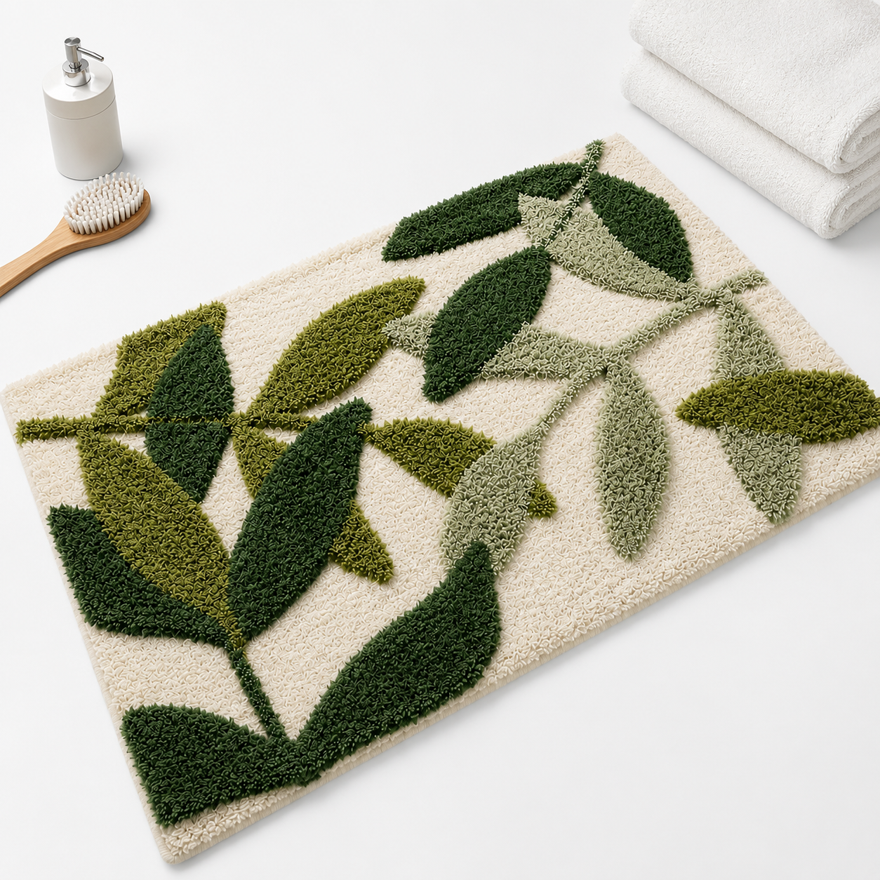 home & garden : Absorberende Badkamermat met Bladerpatroon in van Pantino