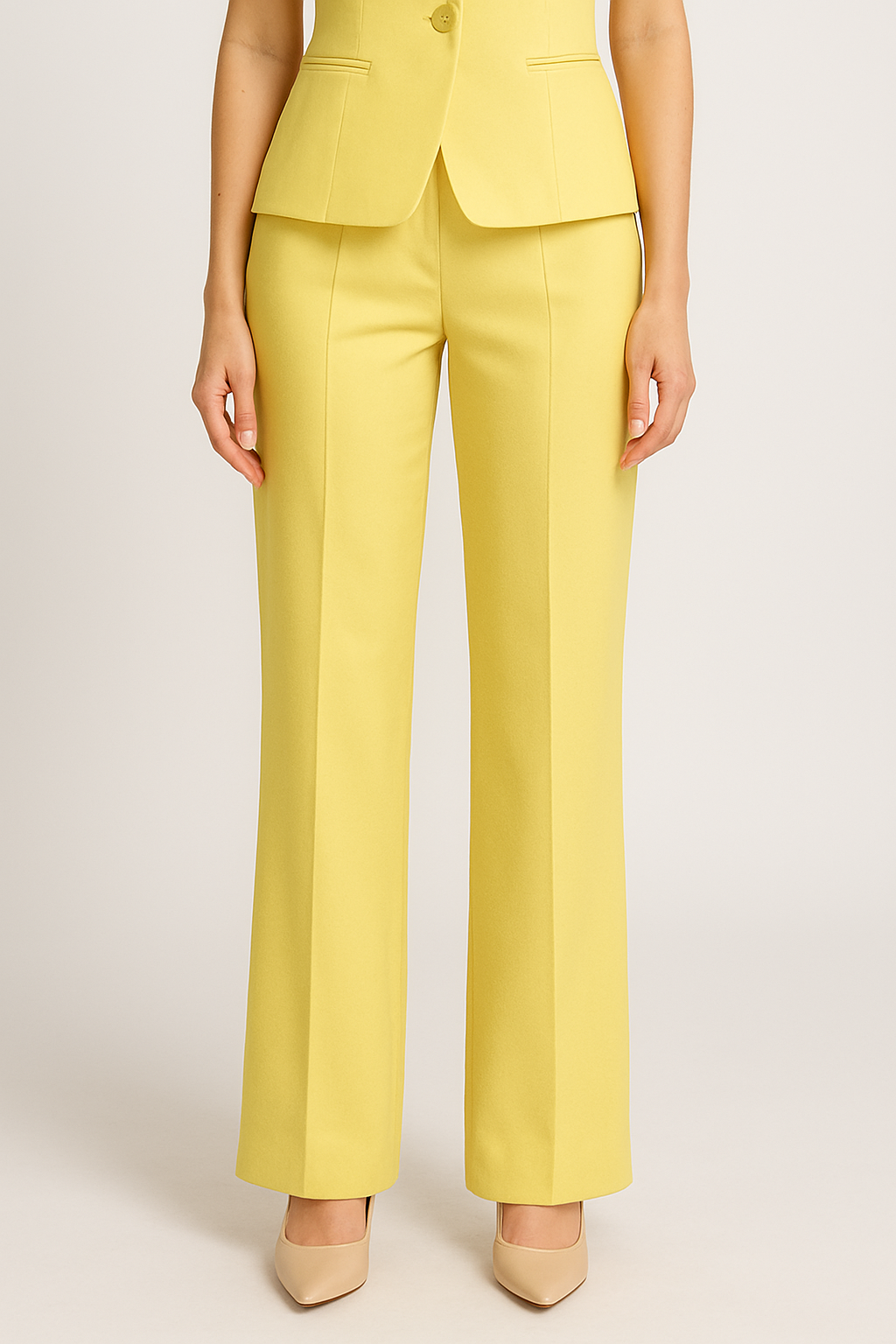 Elegante Dames Set van Wit Linnen met Broek en Blouse voor de Zomer