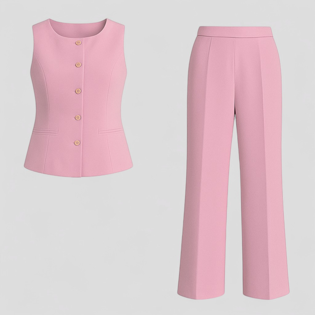 Elegante Dames Set van Wit Linnen met Broek en Blouse voor de Zomer